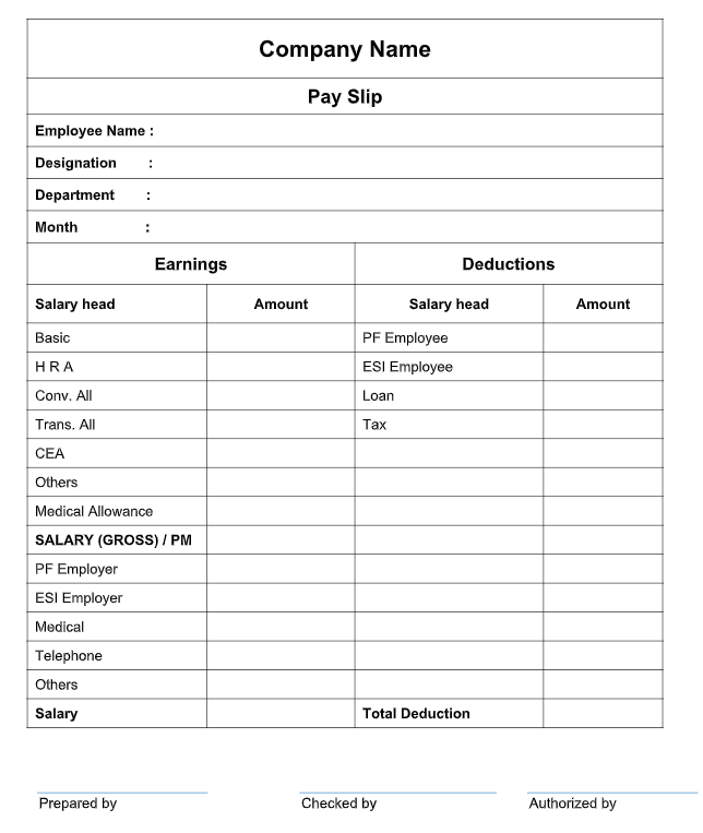 download salary slip format