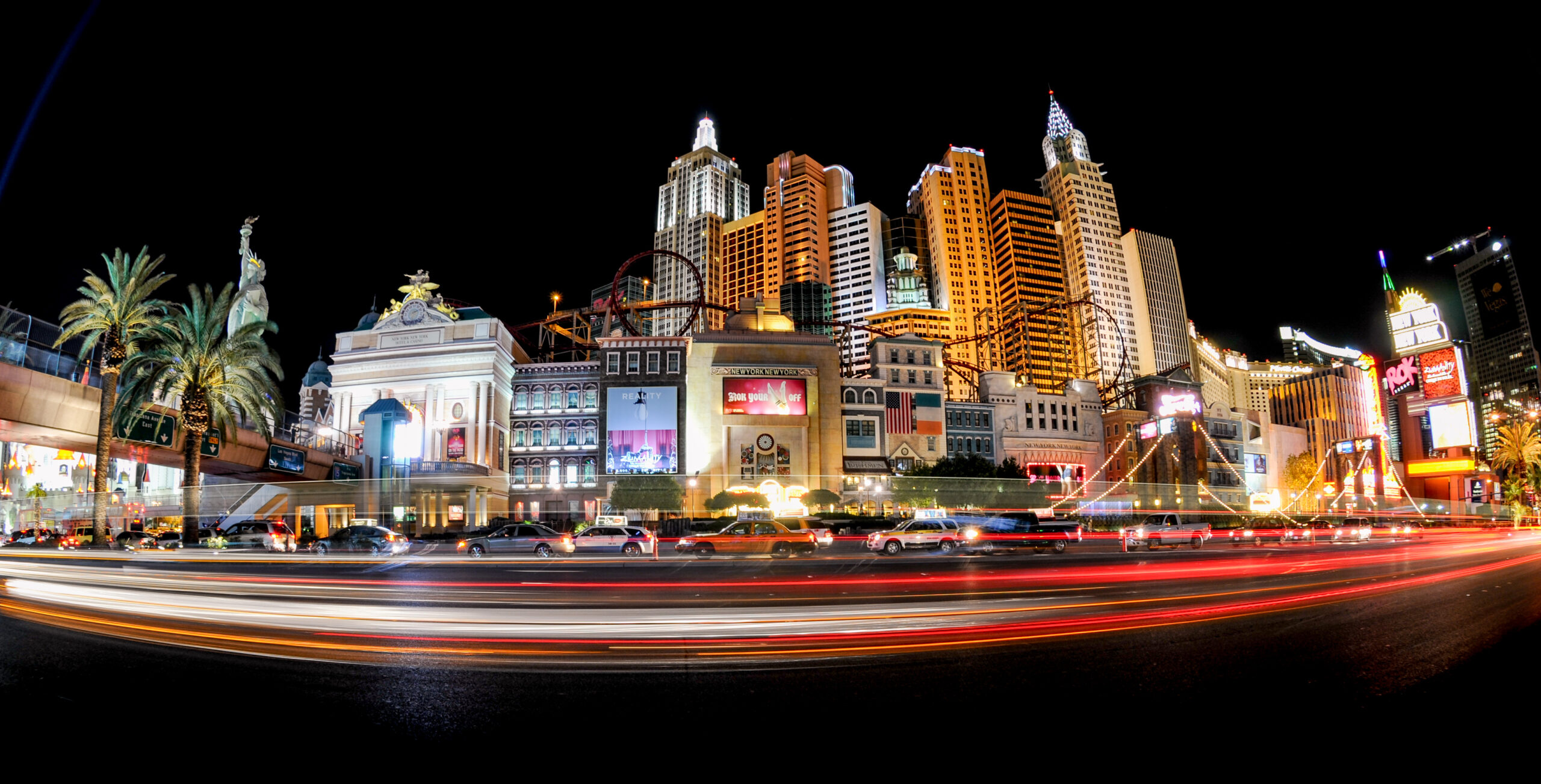 Panoramic night view of the famous Las Vegas strip